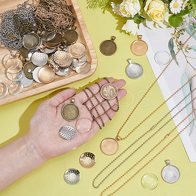 DIY Iron Ball Necklaces & Alloy Finger Ring Brooch Making Kits DIY-GA0008-14-1
