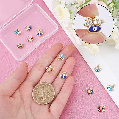 12Pcs 3 Colors Brass Micro Pave Cubic Zirconia Pendants ZIRC-AR0001-12-1