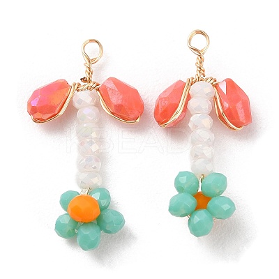 Glass Beaded Pendants GLAA-K060-02G-02-1