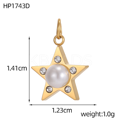 304 Stainless Steel Micro Pave Clear Cubic Zirconia Charms CU-OY001-43G-1