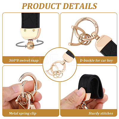 2 Bags 2 Colors PU Leather Keychains KEYC-CL0001-27B-1