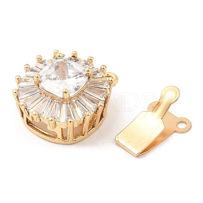 Brass Micro Pave Clear Cubic Zirconia Box Clasps KK-E052-01A-G01-1