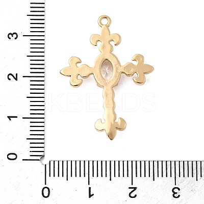 Brass Micro Pave Clear Cubic Zirconia Pendants KK-F916-40G-1
