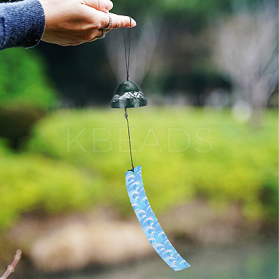 2Pcs 2 Style Japanese Cast Iron Bell Wind Chimes HJEW-BC0001-47B-1