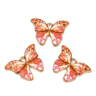 Light Gold Tone Alloy Enamel Pendants X-ENAM-M059-05KCG-1