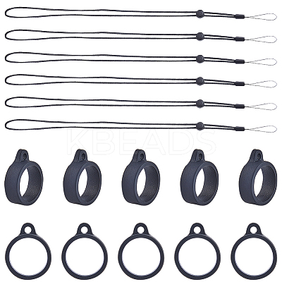 36Pcs Silicone Rings with 6Pcs Polyester Necklace Lanyard Anti-Loss Pendant Holder DIY-GF0008-07A-1