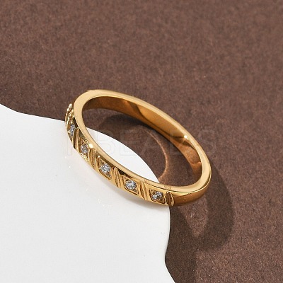 304 Stainless Steel Cubic Zirconia Finger Rings for Women RJEW-F189-01G-1