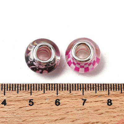 Printed Transparent Resin European Beads RESI-C063-03D-1