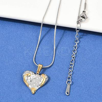 304 Stainless Steel Two Tone Pendant Necklaces for Women NJEW-S445-01F-GP-1