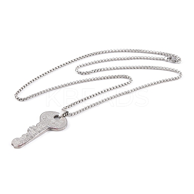 Non-Tarnish Key 201 Stainless Steel Pendant Necklace LS-NJEW-F320-01P-1