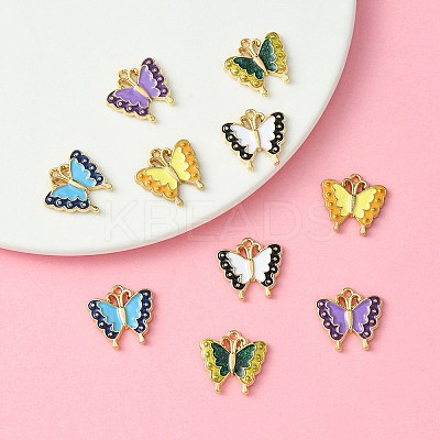10Pcs 5 Colors Alloy Enamel Pendants ENAM-YW0003-78-1