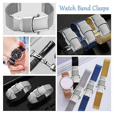 10Pcs 201 Stainless Steel Watch Band Clasps STAS-DC0015-89-1