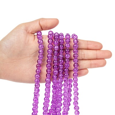 Spray Painted Crackle Glass Beads Strands CCG-Q001-8mm-12-1