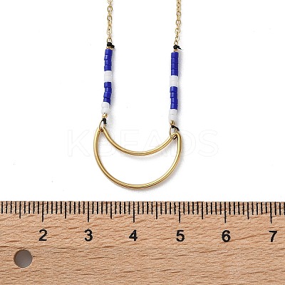304 Stainless Steel & Blue Glass Beads Pendant Necklaces for Women NJEW-A045-26A-G-1