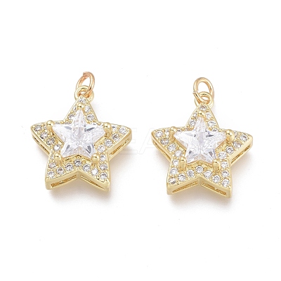 Brass Micro Pave Cubic Zirconia Pendants ZIRC-F114-10-G-1