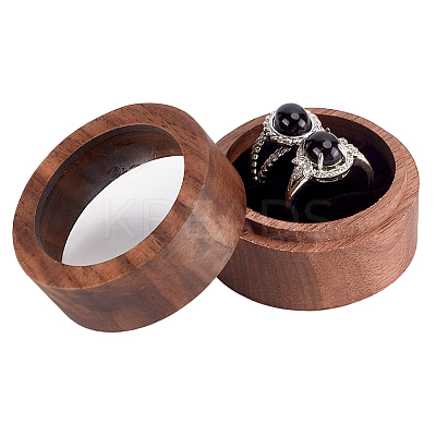 2-Slot Round Wood Ring Storage Boxes CON-HY0001-05C-1