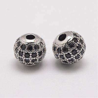 Brass Micro Pave Cubic Zirconia Beads ZIRC-E110-04P-1