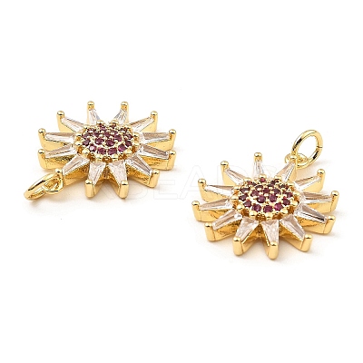 Rack Plating Brass Micro Pave Clear Cubic Zirconia Pendants KK-M253-10G-02-1