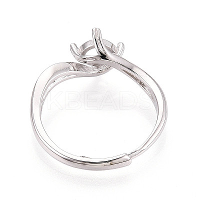 Rhodium Plated 925 Sterling Silver Micro Pave Cubic Zirconia Engagement Solitaire Ring Settings STER-N016-71P-1