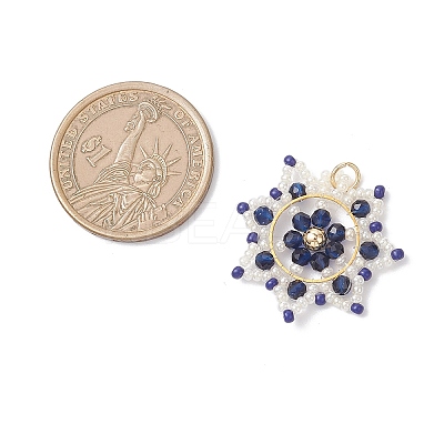 Glass Seed Beaded Snowflake Pendants PALLOY-MZ00953-03-1