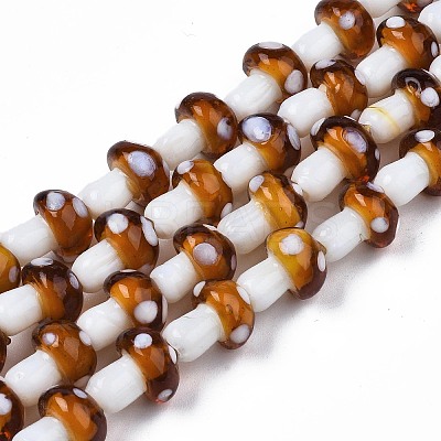 Mushroom Handmade Lampwork Beads Strands X-LAMP-R116-24-1