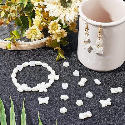 400Pcs 5 Style ABS Plastic Imitation Pearl Beads KY-FH0001-13-1