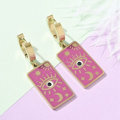 304 Stainless Steel Enamel Hoop Earrings for Women STAS-Z105-01G-03-1