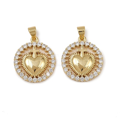 Brass Micro Pave Cubic Zirconia Pendants KK-I358-068G-02-1