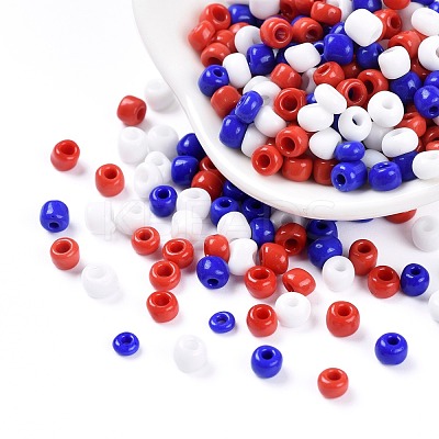 300G 6500pcs 3 Colors Independence Day Glass Seed Beads SEED-LS0001-01-1