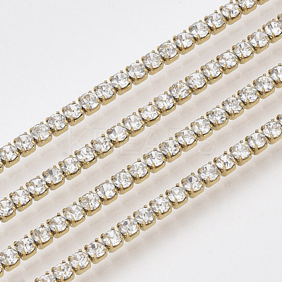 304 Stainless Steel Rhinestone Strass Chains STAS-T055-12G-1