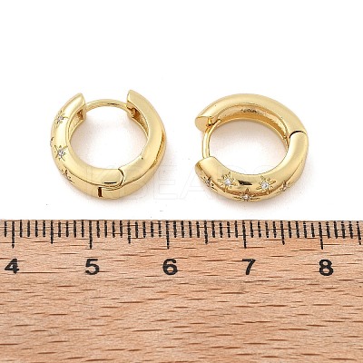 Clear Cubic Zirconia Star Hoop Earrings X-EJEW-C022-01G-1