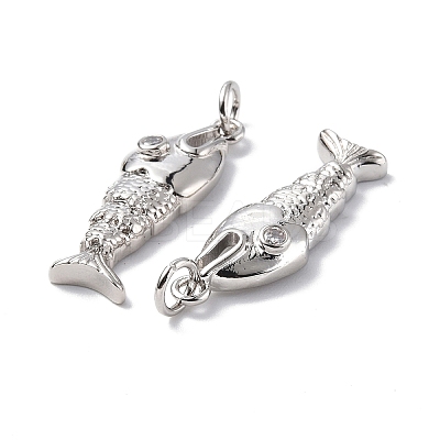 Rack Plating Brass Micro Pave Cubic Zirconia Pendants KK-F845-16P-1