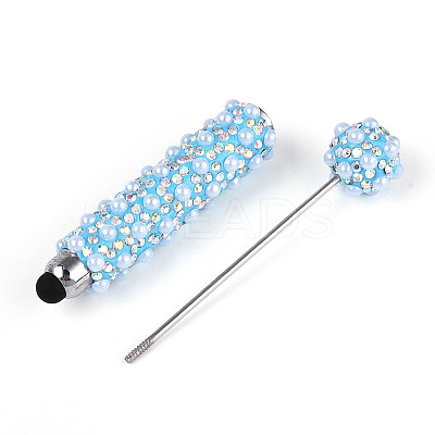 ABS Imitation Pearl & Polymer Clay Pave Rhinestone Touch Screen Stylus AJEW-T013-06C-1