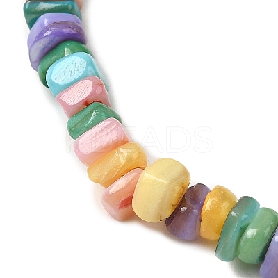 Dyed Natural Freshwater Shell Beads Stretch Bracelets for Men Women BJEW-JB12278-1