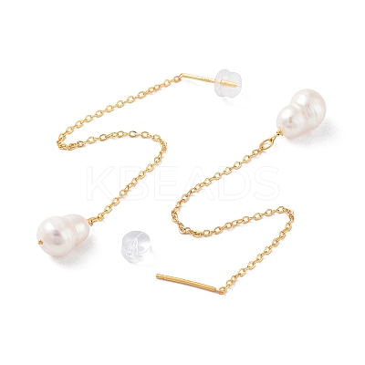 Natural Pearl Earrings for Women EJEW-E303-01G-1
