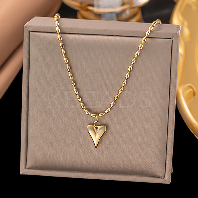 304 Stainless Steel Heart Pendant Necklaces for Women NJEW-Z072-04G-1