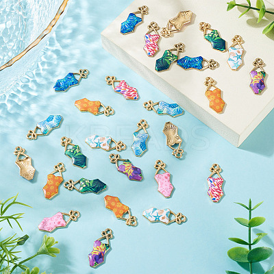 32Pcs 8 Colors Alloy Enamel Pendants ENAM-TA0003-95-1