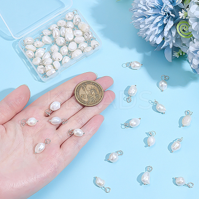 50Pcs Grade B Natural Cultured Freshwater Pearl Rice Charms PEAR-ME0001-04S-1