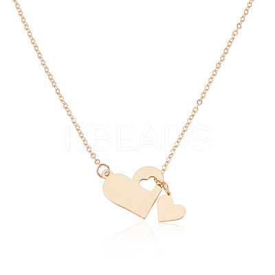 1Pc 302 Stainless Steel Heart Puzzle Pendant Cable Chain Lariat Y Necklaces for Women NJEW-TADJ0001-01KCG-1