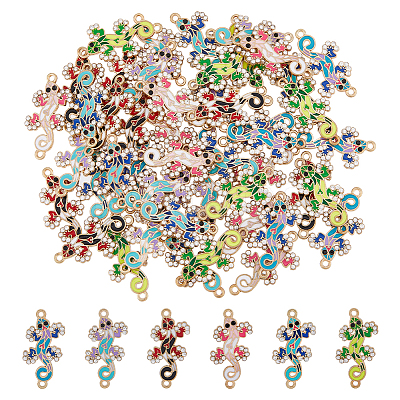 48Pcs 6 Colors Alloy Enamel Connector Charms ENAM-DC0001-44-1