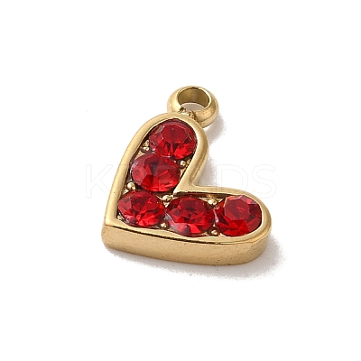 Golden Tone 304 Stainless Steel Rhinestone Charms STAS-L025-005G-06-1