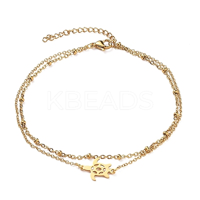 Ion Plating(IP) 304 Stainless Steel Multi-strand Anklets X-AJEW-AN00332-01-1