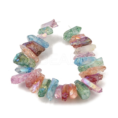 Electroplated Natural Quartz Crystal Beads Strands G-G791-15-02-1