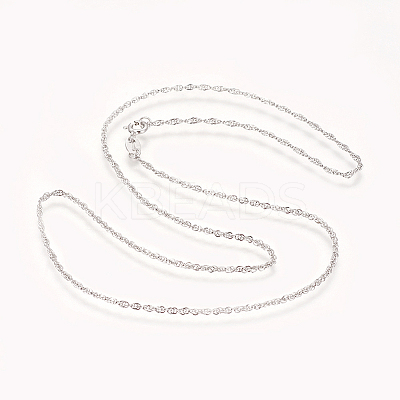 Anti-Tarnish Rhodium Plated 925 Sterling Silver Rope Chain Necklaces STER-L059-17P-1