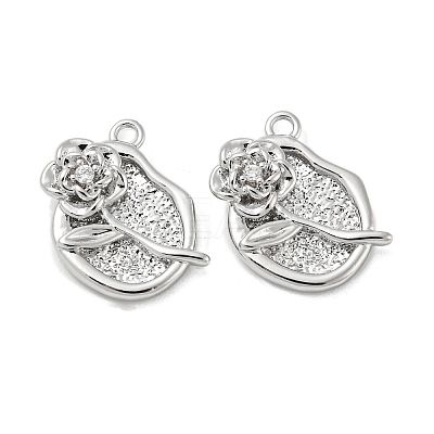 Brass Micro Pave Clear Cubic Zirconia Pendants KK-H460-25P-1