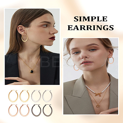 4 Pairs 4 Colors Stainless Steel Hoop Earrings EJEW-LP0001-46-1