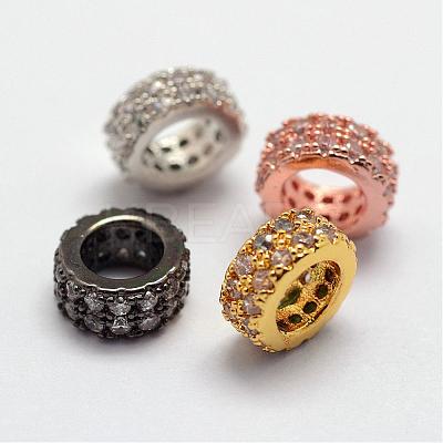 Brass Micro Pave Cubic Zirconia European Beads ZIRC-D113-31-FF-1