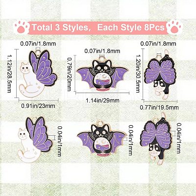 24Pcs 3 Style Alloy Enamel Pendants FIND-CN0001-27-1