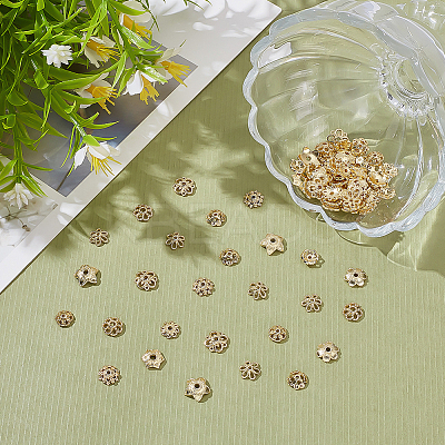 80Pcs 10 Styles Flower Brass Bead Caps KK-ME0001-79-1