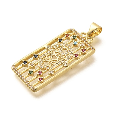 Rack Plating Brass Micro Pave Cubic Zirconia Pendants KK-L226-030G-05-1